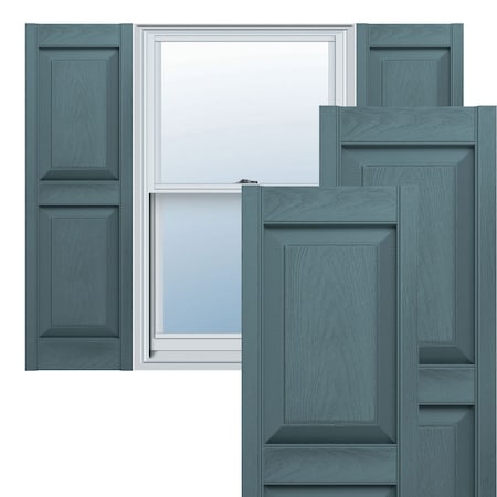 12 In. W X 55 In. H Builders Edge, Two Equal Panels, Raised Panel Shutters, 004 - Wedgewood Blue